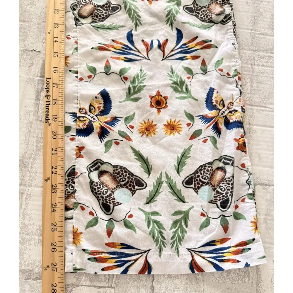Anthro LyreBird Cotton Flannel Pajama Set Floral Animal Print Cottage Sleep XS